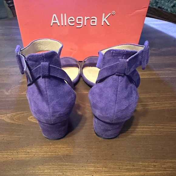 Allegra K Women's Violet Block Heel Sandals - Picture 2 of 5